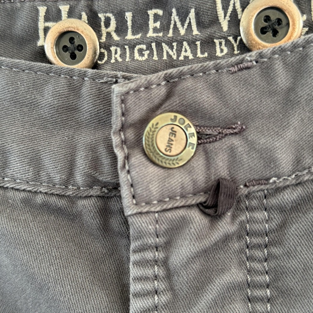 Joker Harlem Walker Jeans Mens 42x28 Gray Dark Wash Cotton Denim Logo Patch - Picture 12 of 16